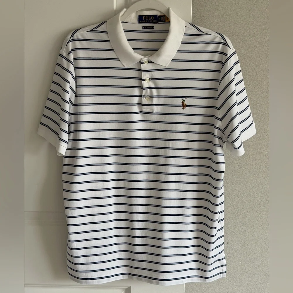Ralph Lauren Classic Fit Striped Soft Cotton Embroidered Polo Shirt-M